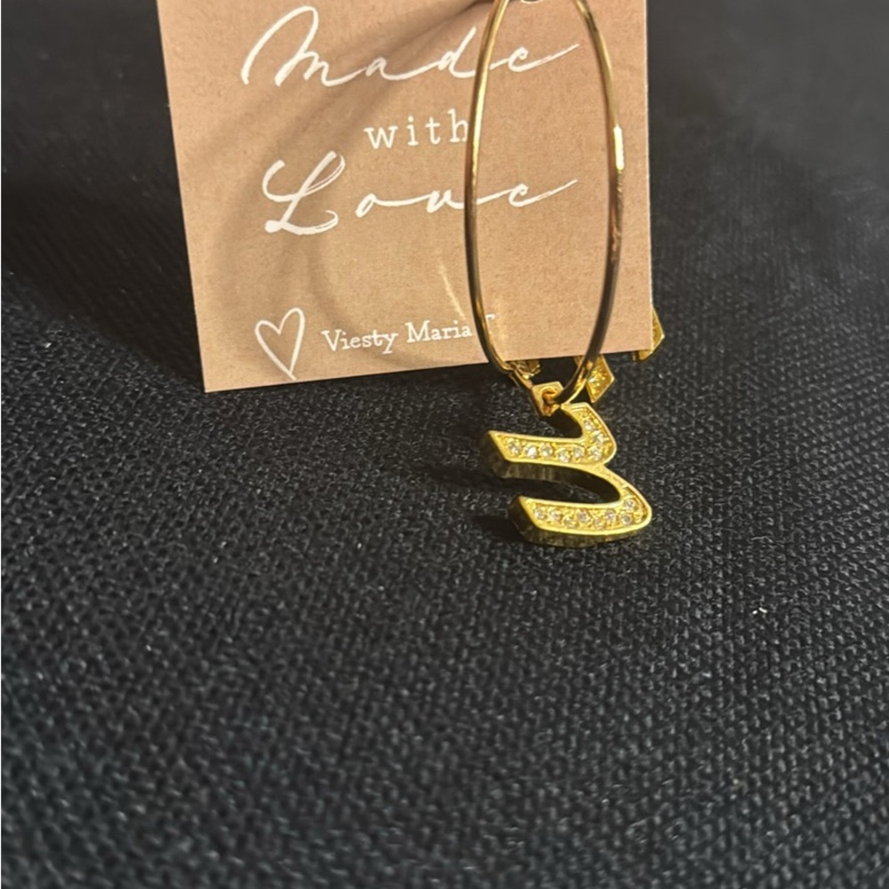 Gold Plated  Initial Hoop Earrings by Viesty Maria T